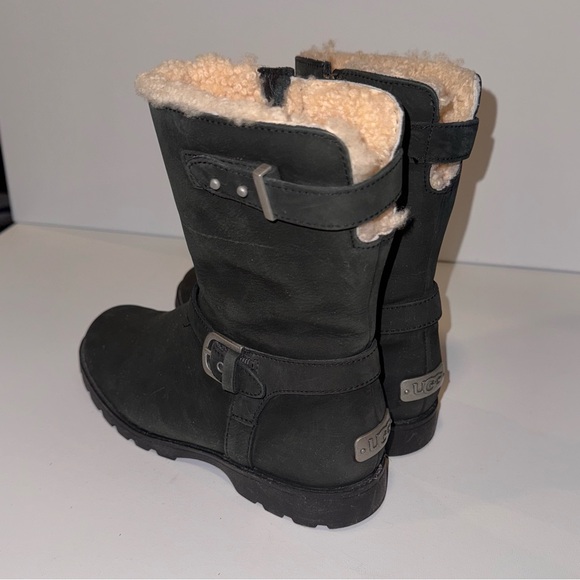 UGG Grandle Black Suede Boots with Shearling Lining - Picture 4 of 16